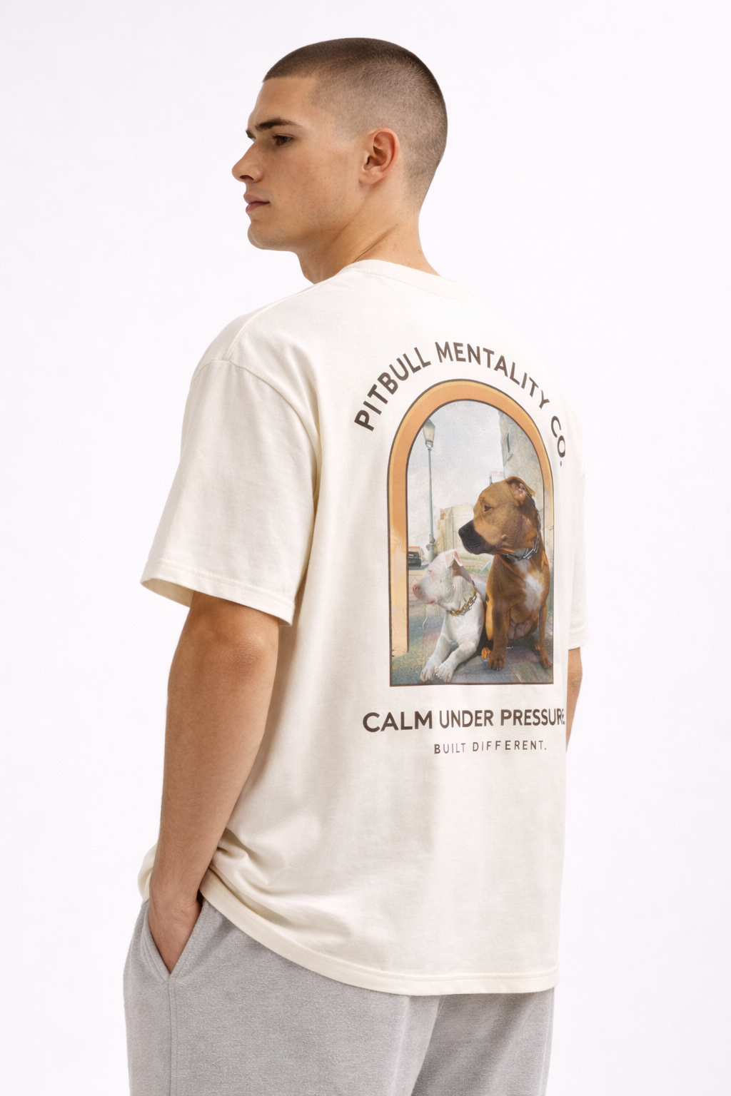 Camiseta Pitbull Mentality Calm Under Pressure – Cream Tee