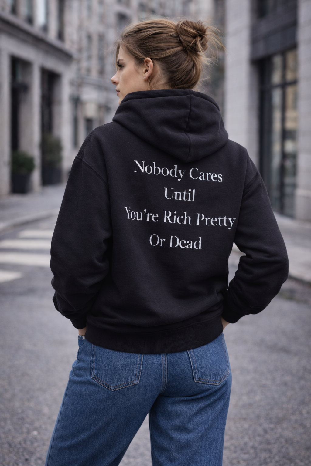 NOBODY CARES – Black Oversized Hoodie