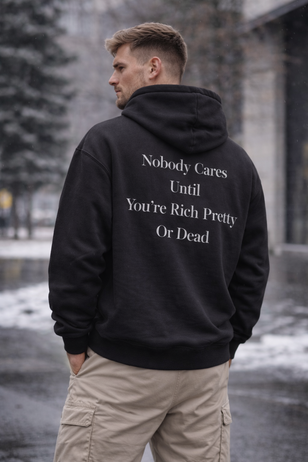 NOBODY CARES – Black Oversized Hoodie