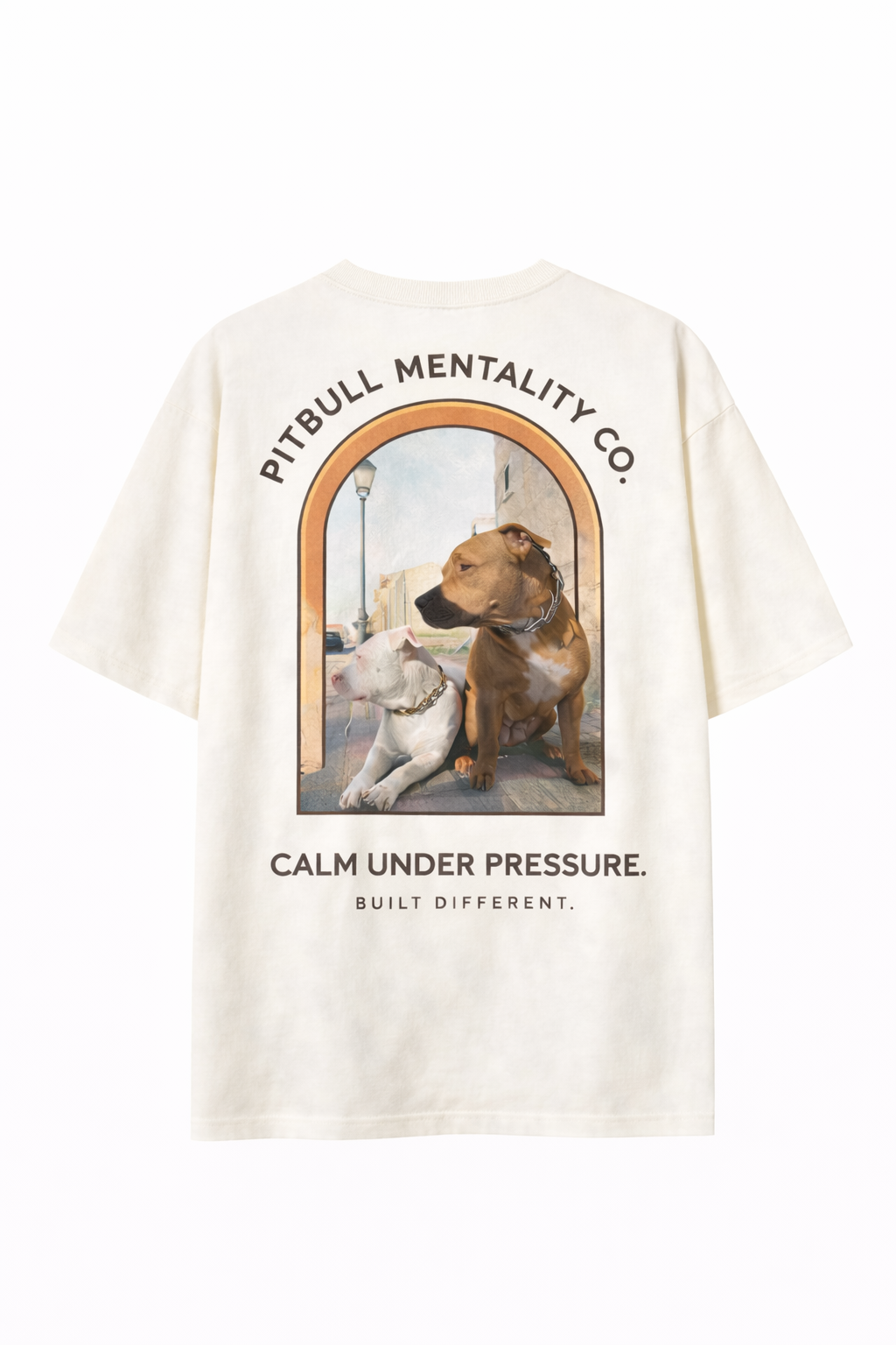 Camiseta Pitbull Mentality Calm Under Pressure – Cream Tee