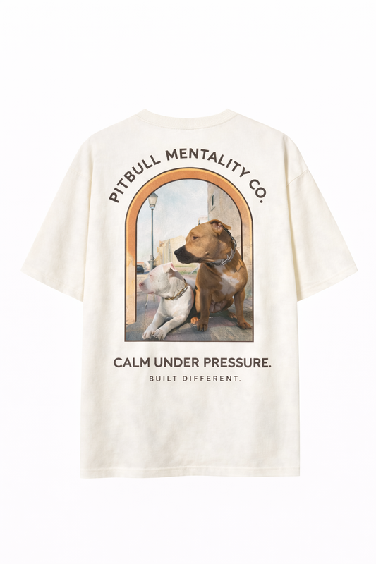 Camiseta Pitbull Mentality Calm Under Pressure – Cream Tee