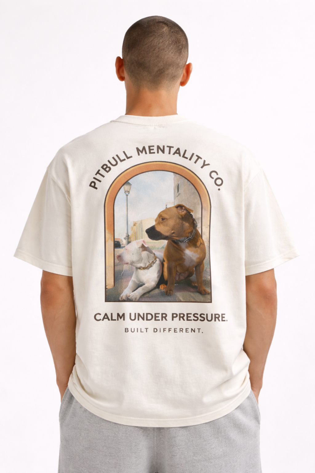 Camiseta Pitbull Mentality Calm Under Pressure – Cream Tee